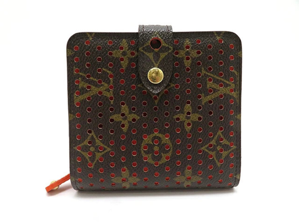 LOUIS VUITTON Compact Wallet Zip Monogram Perfo Orange